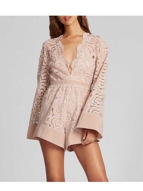 Alice McCall Blush Pink Lace Long-Sleeve Romper